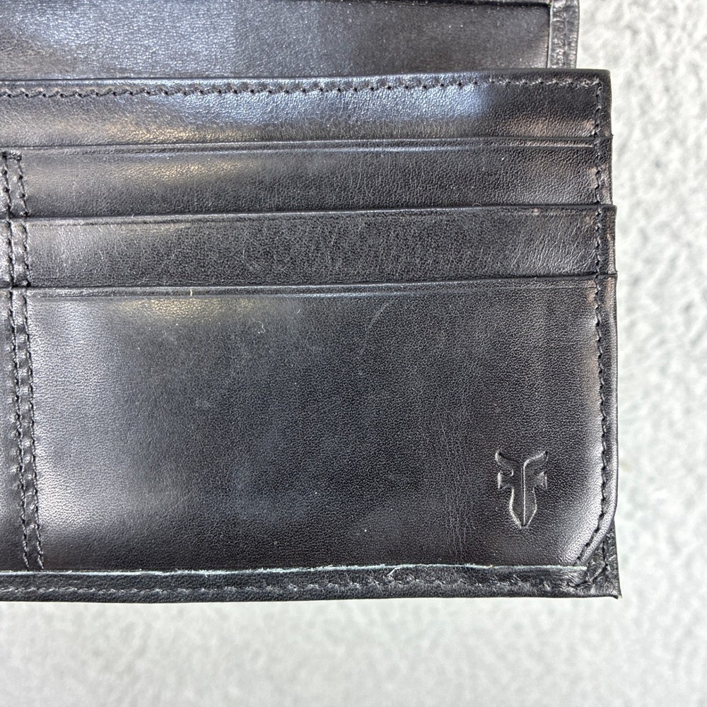 Frye Western Stitch Flap Continental Wallet Womens OS Black Leather Clutch Boho - Picture 10 of 14